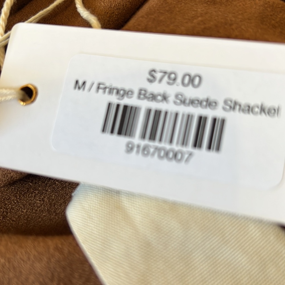 Mystree Fringe back faux suede Shacket- NWT - Picture 5 of 11
